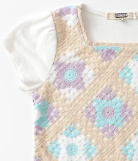 Girls - Granny Square Overlay T-Shirt