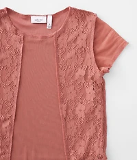 Girls - Floral Lace Mesh Top