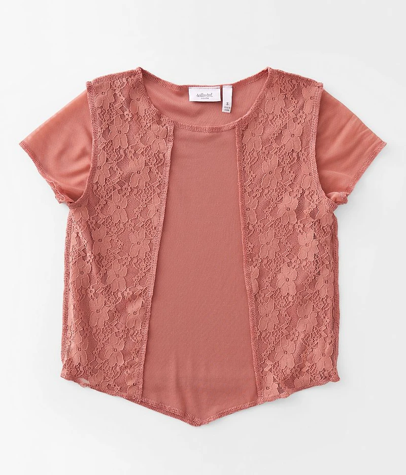 Girls - Floral Lace Mesh Top