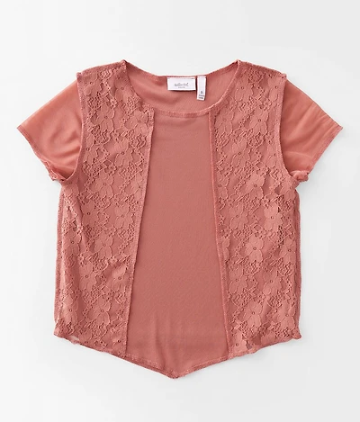 Girls - Floral Lace Mesh Top