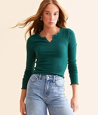 Ribbed Lace Trim Top