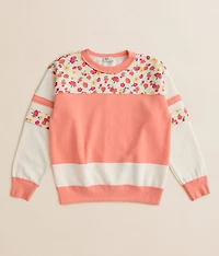 Girls - Floral Color Block Pullover