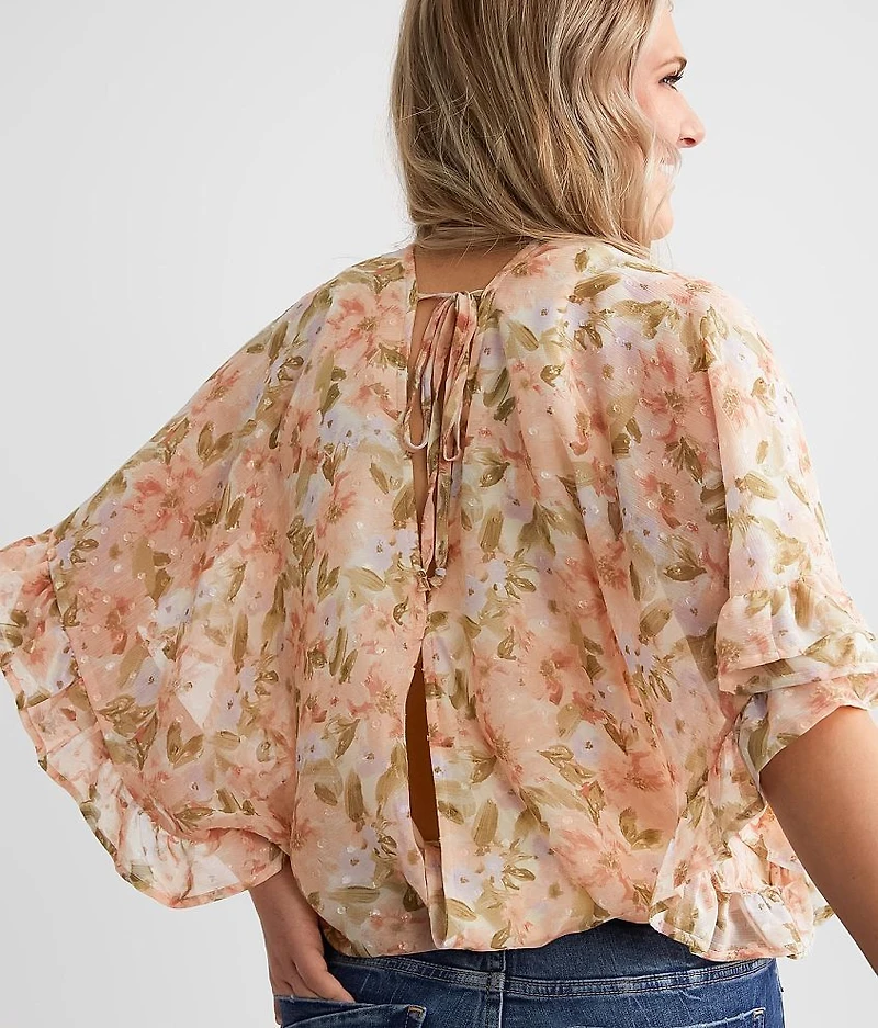 Floral Chiffon Swiss Dot Top