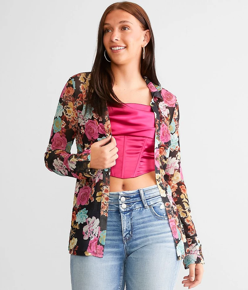Floral Mesh Blouse