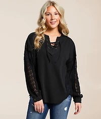 Ribbed Lace-Up Top