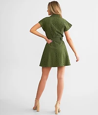Ever After Collared Eyelet Mini Dress