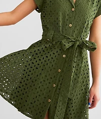 Ever After Collared Eyelet Mini Dress