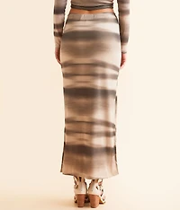 Striped Mesh Midi Skirt