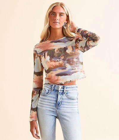 Cropped Mesh Top