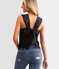 Open Back Tie Lace Tank Top