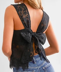 Open Back Tie Lace Tank Top