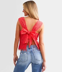 Open Back Tie Lace Tank Top