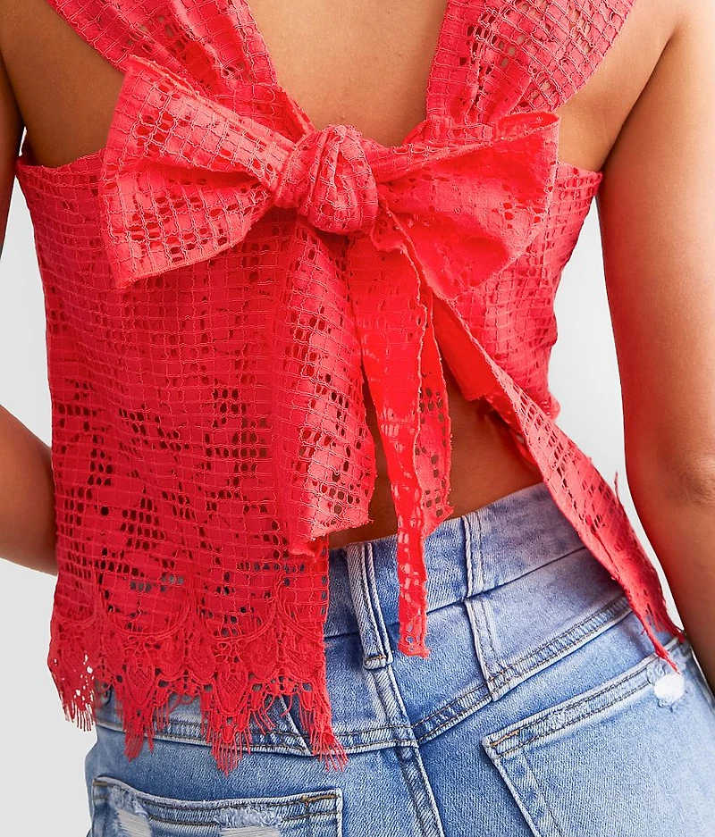 Open Back Tie Lace Tank Top