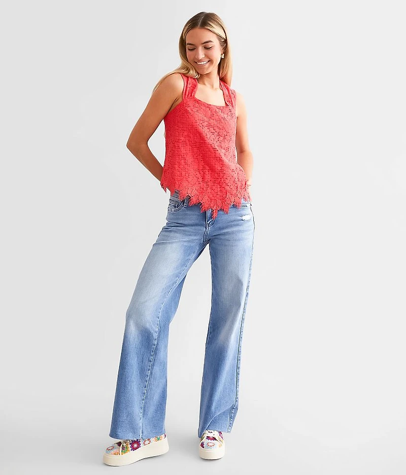 Open Back Tie Lace Tank Top