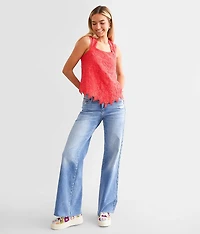 Open Back Tie Lace Tank Top