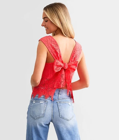 Open Back Tie Lace Tank Top