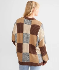 Checkered Cardigan Sweater