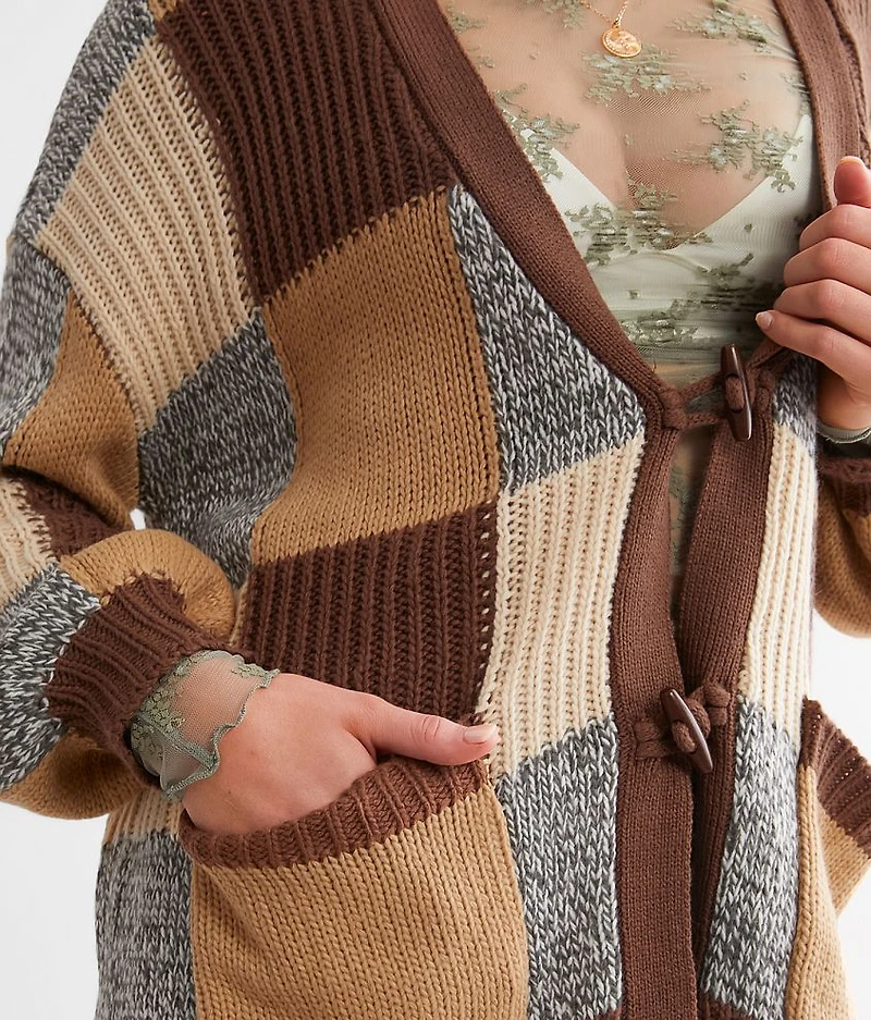 Checkered Cardigan Sweater