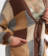 Checkered Cardigan Sweater