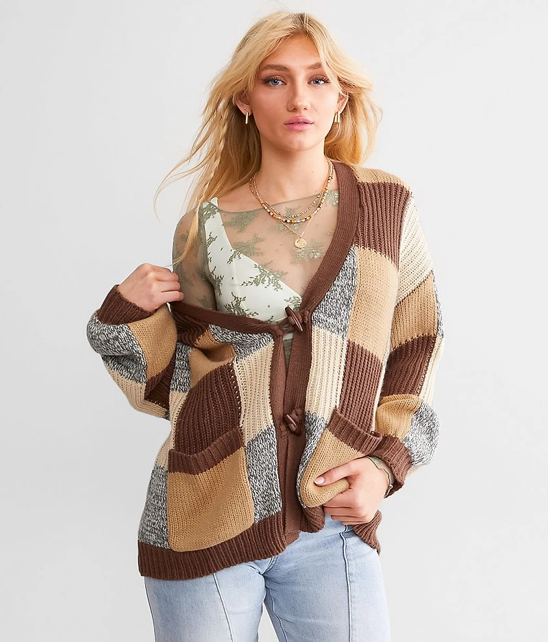 Checkered Cardigan Sweater