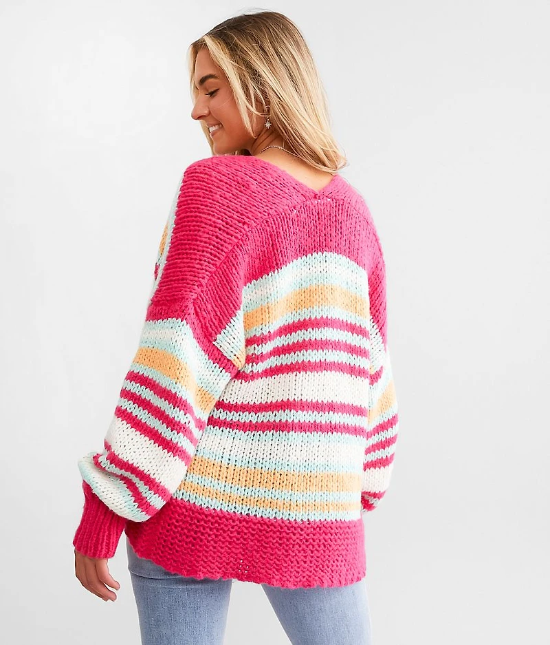 Slouchy Striped Cardigan Sweater