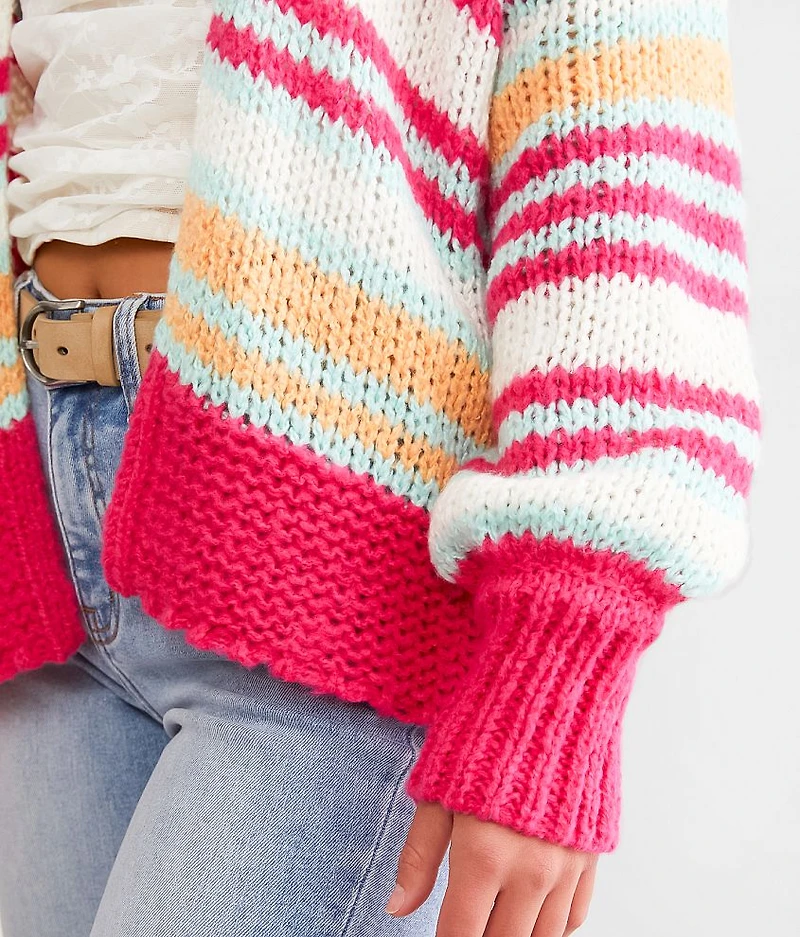 Slouchy Striped Cardigan Sweater