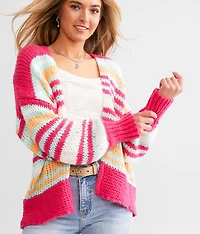 Slouchy Striped Cardigan Sweater
