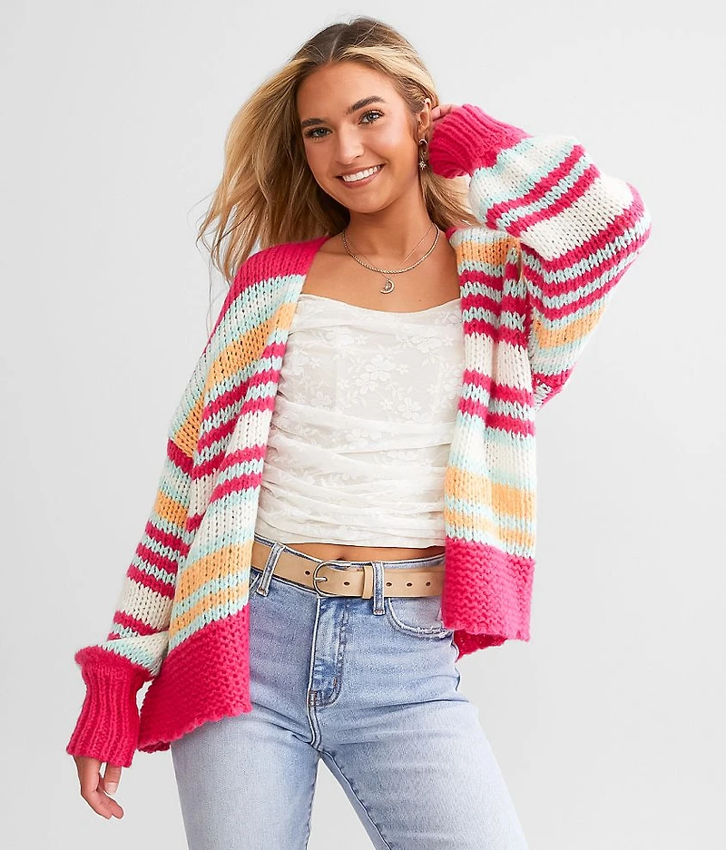 Slouchy Striped Cardigan Sweater