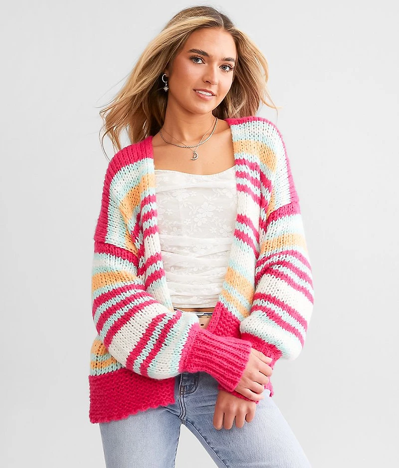 Slouchy Striped Cardigan Sweater