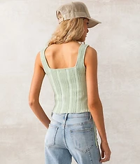 Lace-Up Cropped Sweater Tank Top