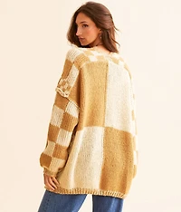 Checker Oversized Cardigan Sweater