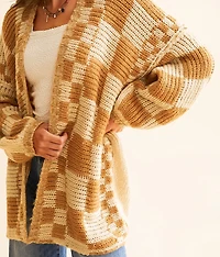 Checker Oversized Cardigan Sweater