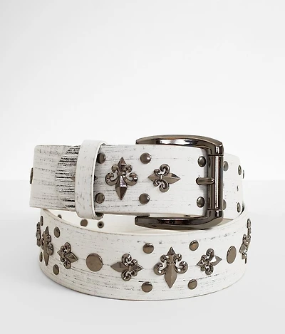 Studded Fleur Leather Belt