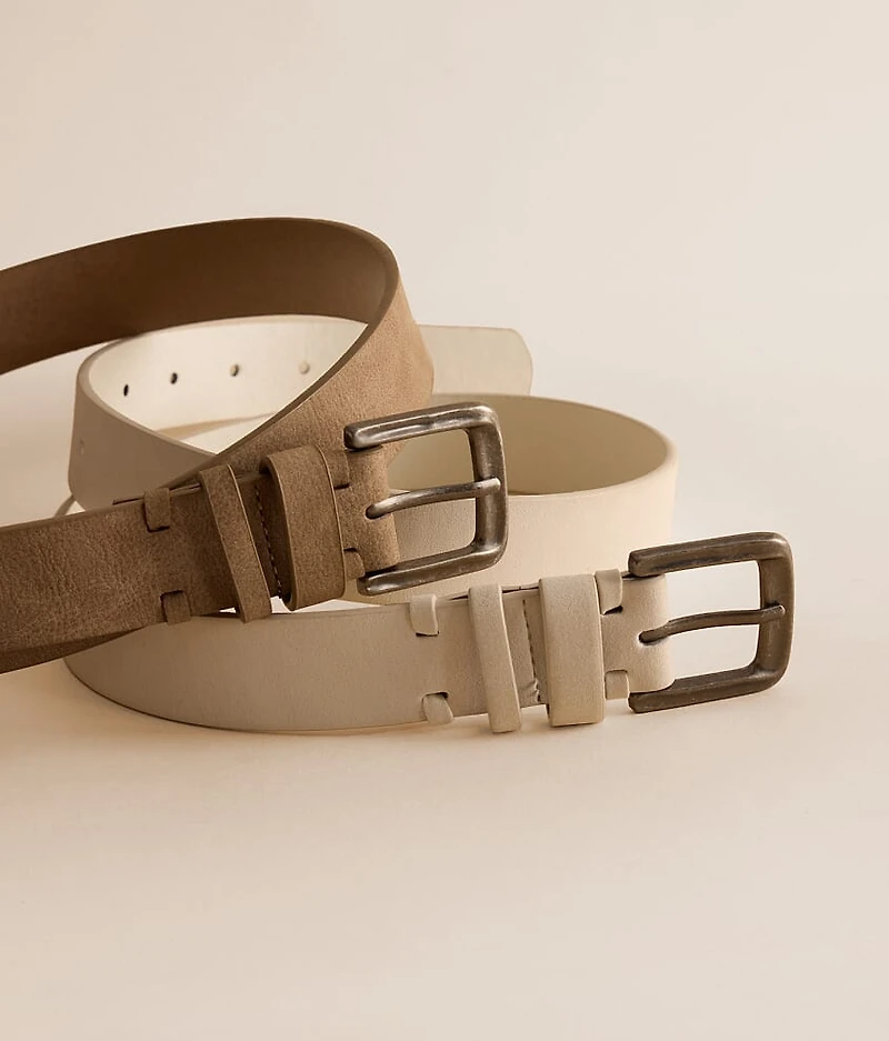 2 Pack Faux Leather Belt Set