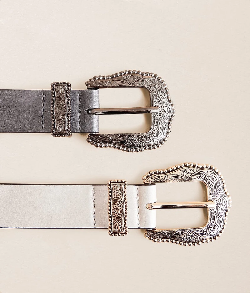 2 Pack Western Metallic Belt Set