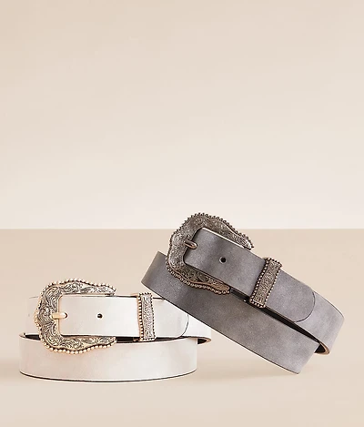 2 Pack Western Metallic Belt Set