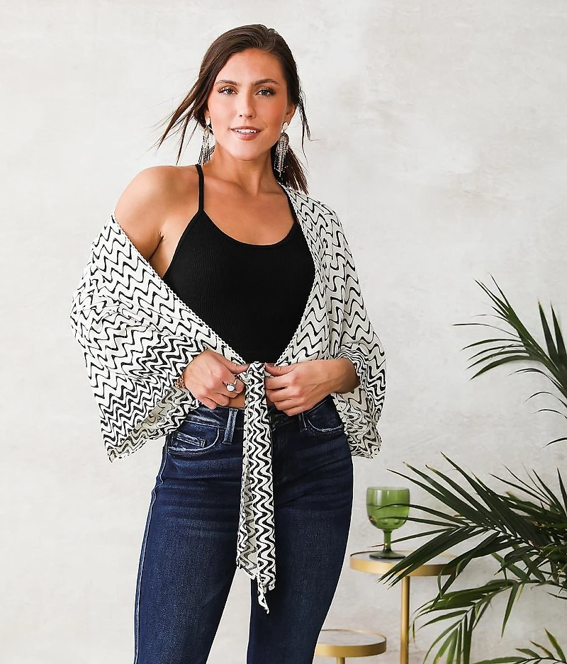 Front Tie Chiffon Kimono