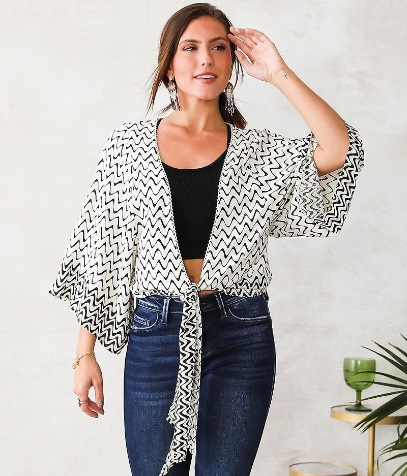 Front Tie Chiffon Kimono