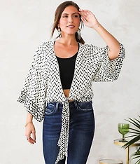 Front Tie Chiffon Kimono
