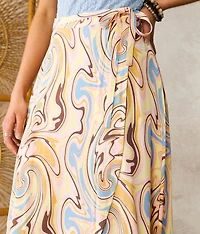 Marbled Midi Wrap Skirt