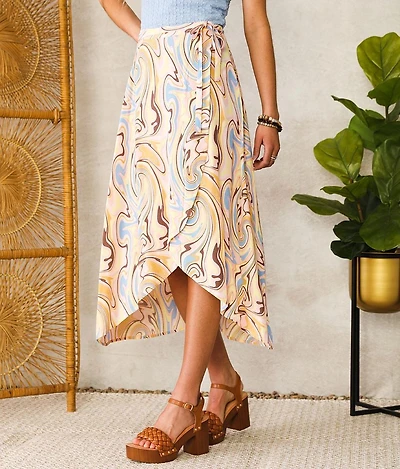 Marbled Midi Wrap Skirt