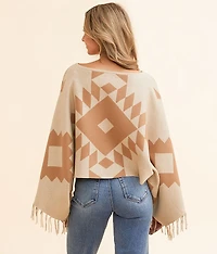 Sunset Chic Cropped Poncho Sweater