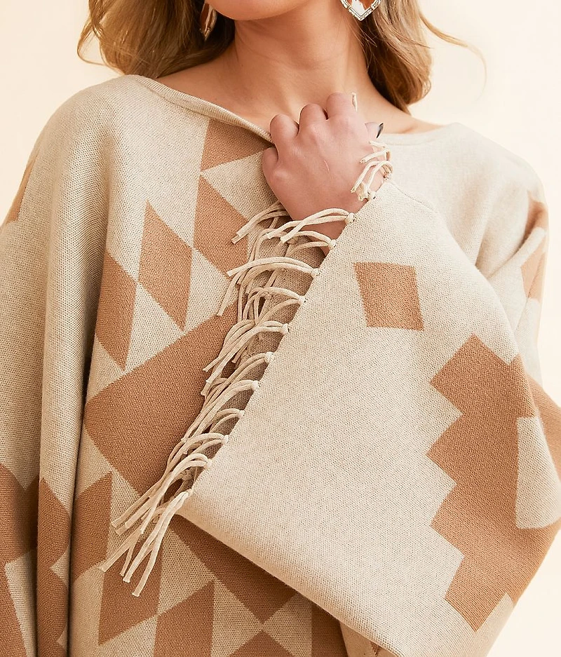 Sunset Chic Cropped Poncho Sweater