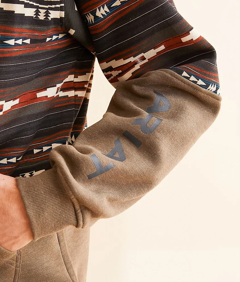 Southwestern Color Block Hooded Sweatshirt