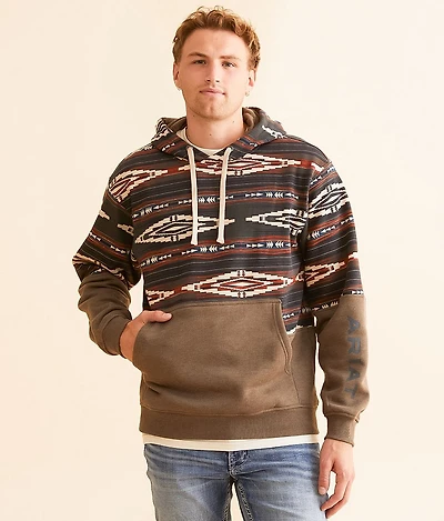Southwestern Color Block Hooded Sweatshirt