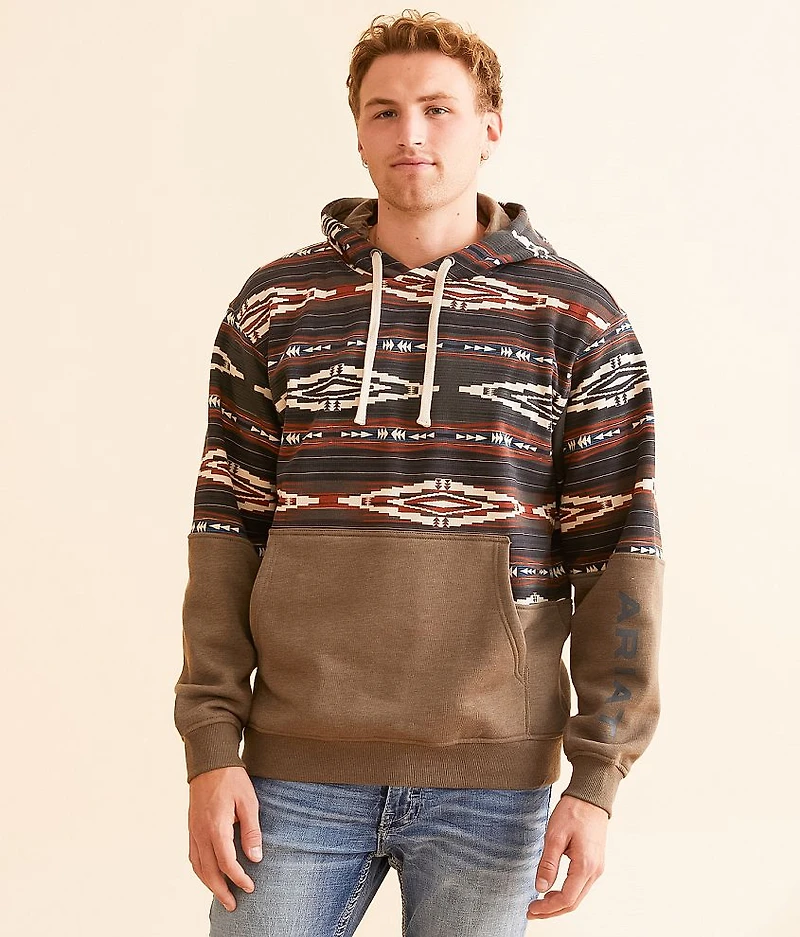 Southwestern Color Block Hooded Sweatshirt