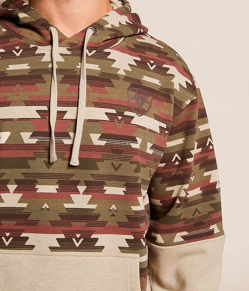 Color Block Southwestern Hooded Sweatshirt