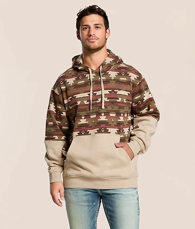 Color Block Southwestern Hooded Sweatshirt