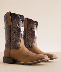 Sport Steer Skull Leather Cowboy Boot