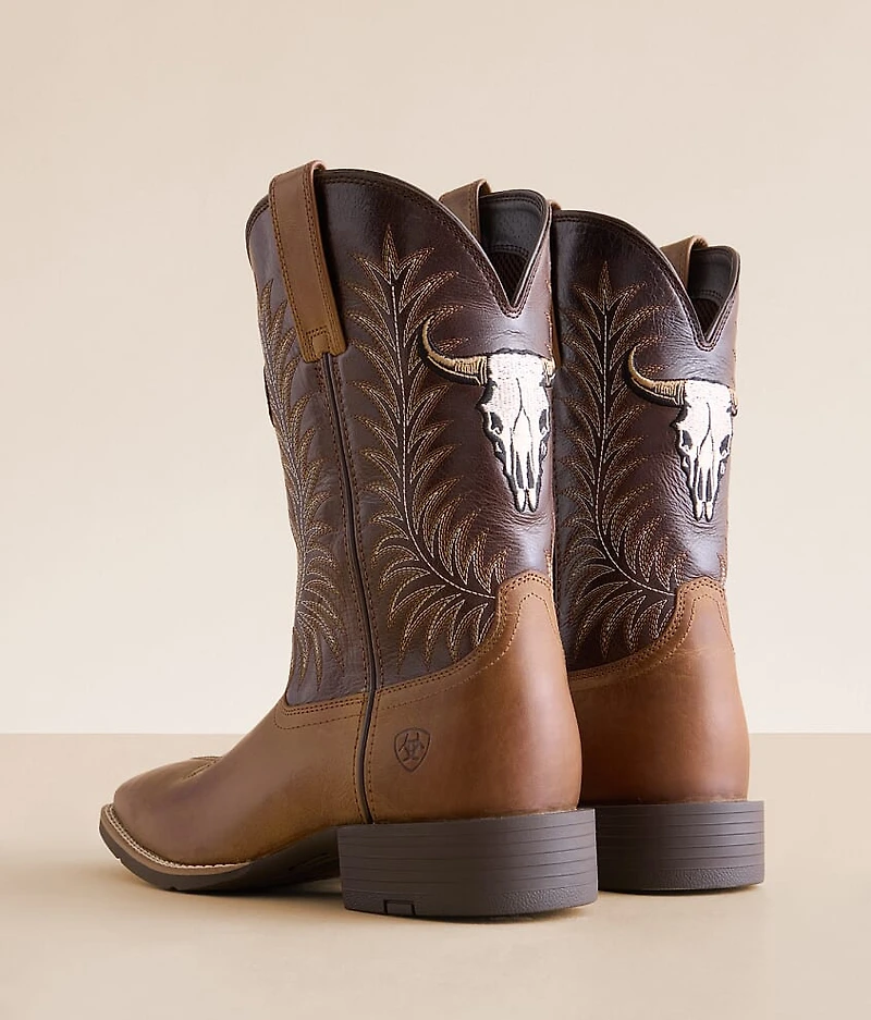 Sport Steer Skull Leather Cowboy Boot